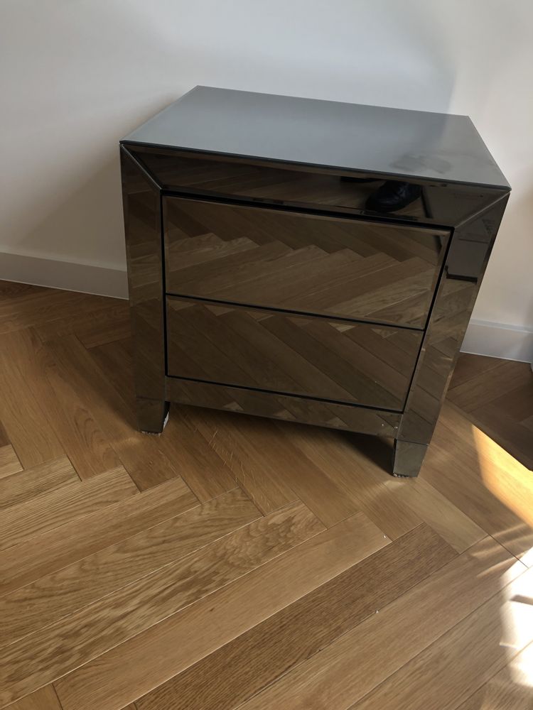 Kare design szafka nocna glamour lustro grafit szklana komoda westwing