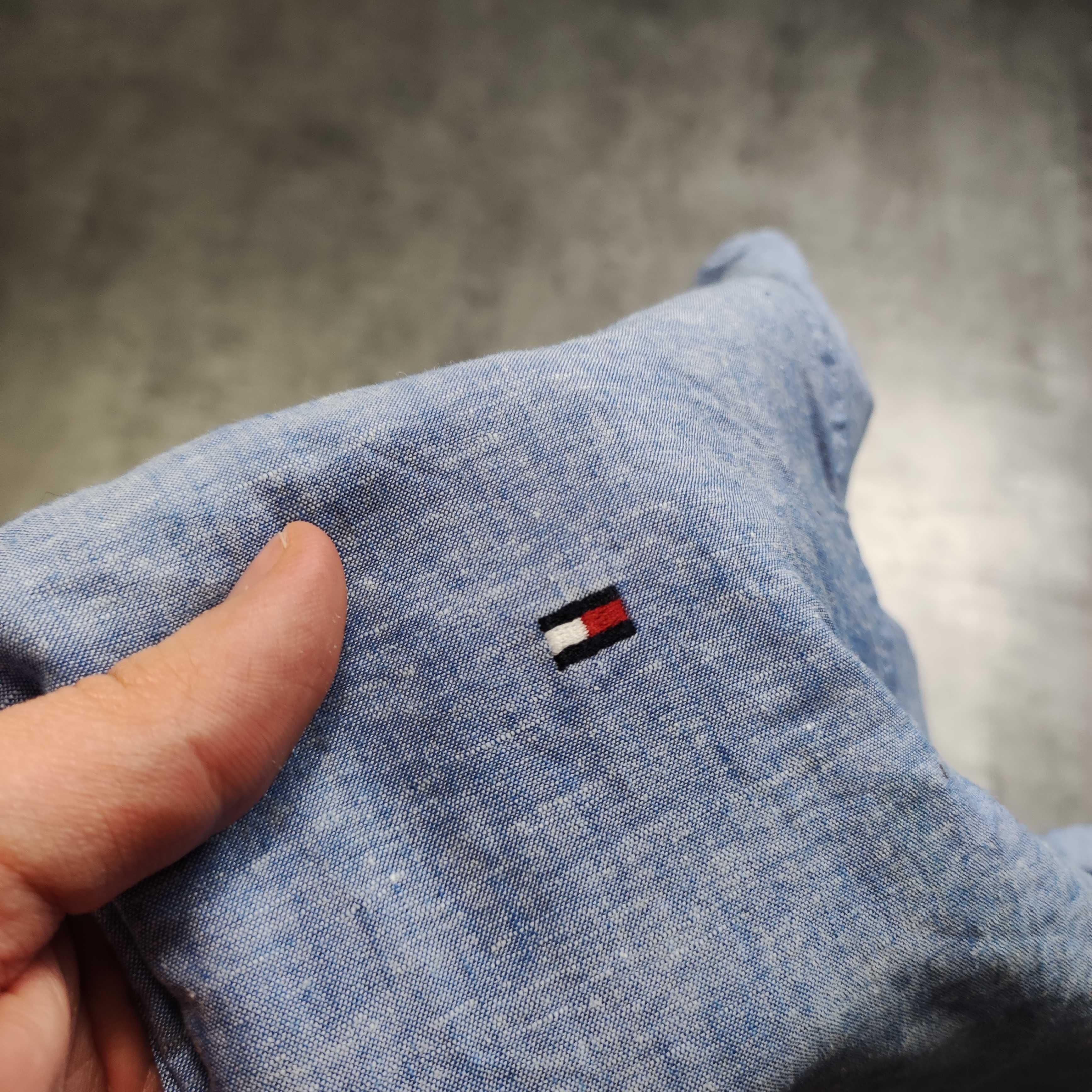 MĘSKA Koszula Elegancka Tommy Hilfiger Małe Logo PREMIUM Krótki Rękaw