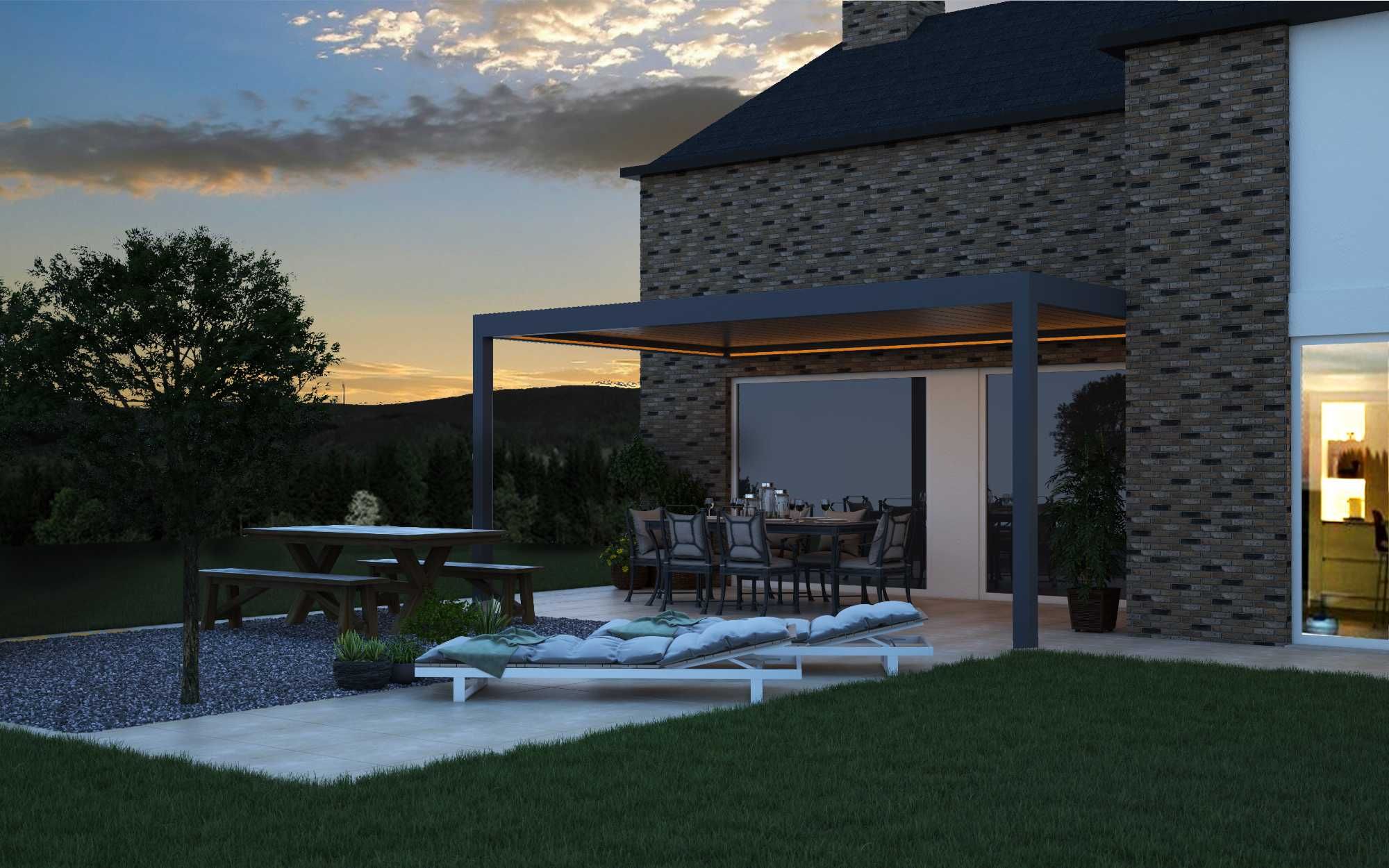 Zadaszenia aluminiowe lamelowe, ogród letni, patio żaluzje 3x3m