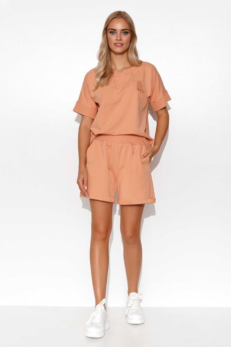 OKAZJA Morelowy komplet letni spodenki bluzka z lamówką S