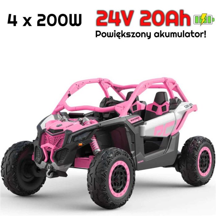 Pojazd Buggy CAN-AM Maverick Turbo RR 4x200W 2x24V20Ah Różowy
