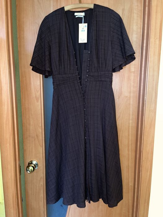 Сукня міді літня RESERVED шоколадна з бавовни, плаття жіноче