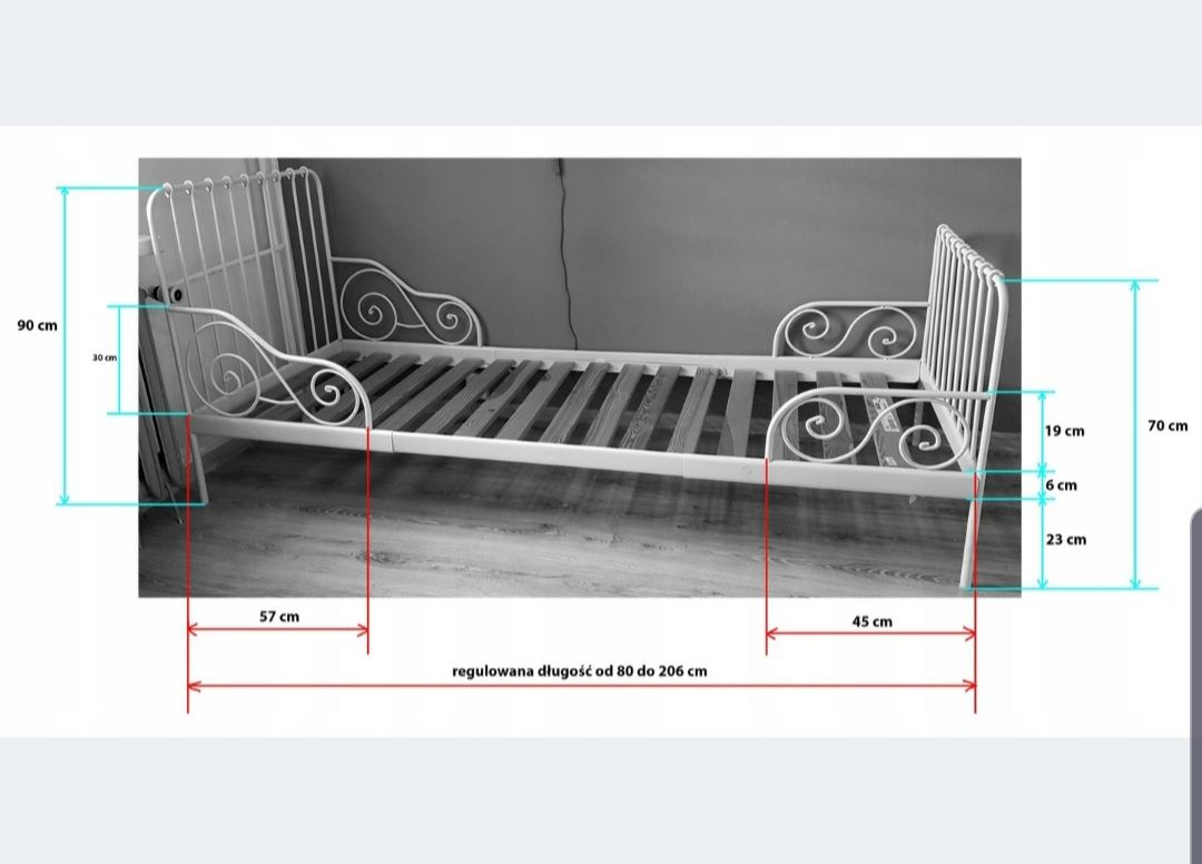 Łóżko ikea białe metalowe rośnie razem z dzieckiem :)