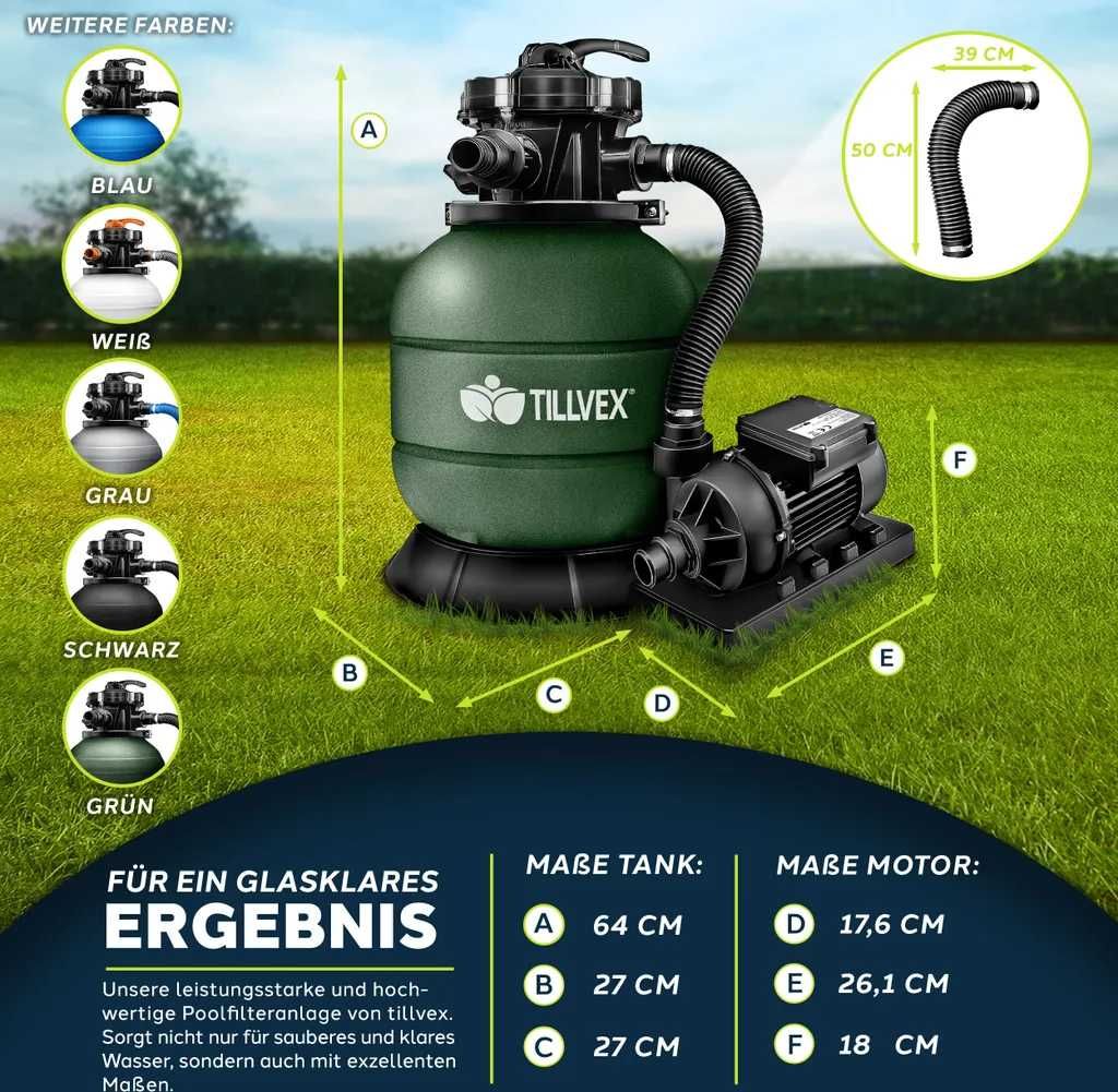 Filtrów piaskowy do basenu 7.900L/h z kulkami filtrującymi 400g