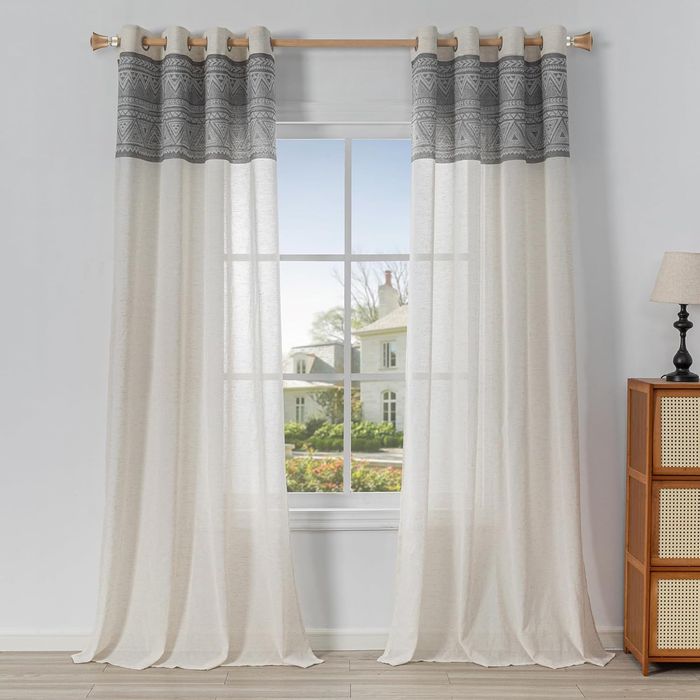 Zasłony 2sz 245x140cm Półprzezroczyste Lniane Białe do salonu sypialni