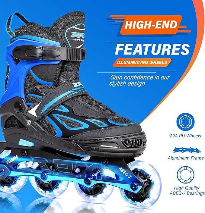 Regulowane Rolki liniowe z kółkami LED - rozmiar XL 41-44,5