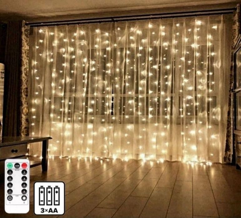6x2m Kurtyna świetlna na baterie dekoracja przyjęcie girlanda lampki