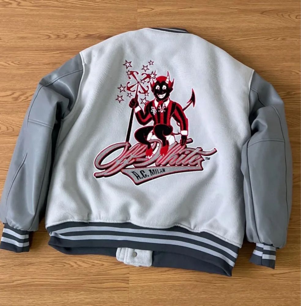 Kurtka bomberka AC Milan sportowa modne naszywki vintage