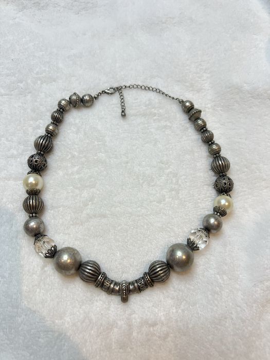 Naszyjnik vintage art deco srebro tybetańskie korale perły old 25
