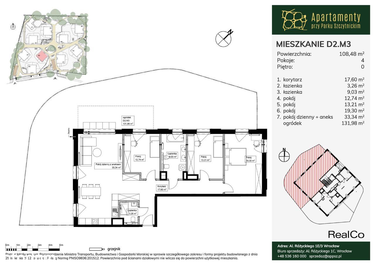 Apartamenty przy Parku Szczytnickim | 4-pok mieszkanie z ogródkiem
