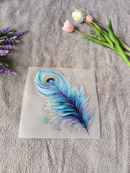 Termoprzylepna naklejka na odzież pawie pióro