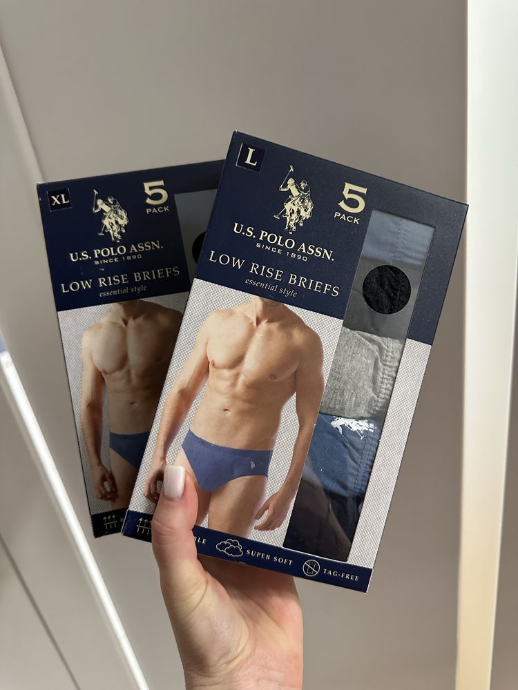 Набір чоловічих плавок комплект трусів 5 шт us polo assn l xl л хл