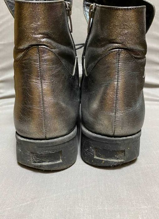 Женские кожаные ботинки ботильоны серебристые 36 р