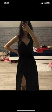 czarna długa sukienka balowa