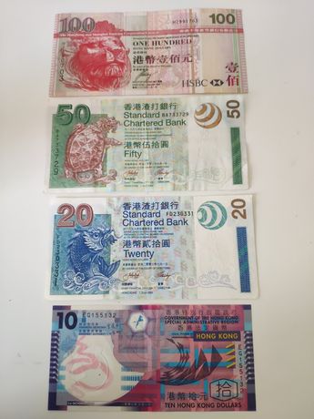4 notas Dollars Hong Kong