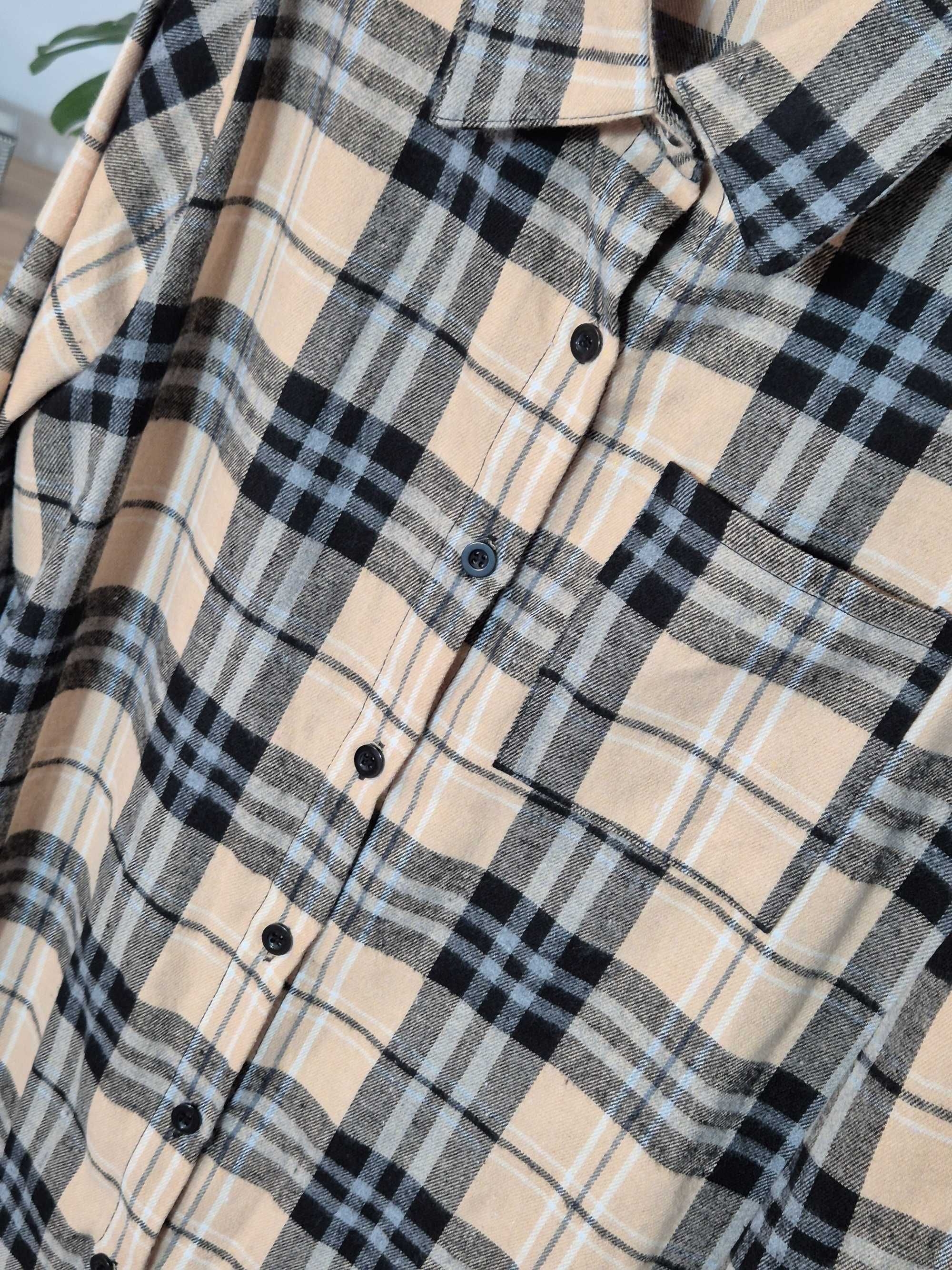 Długa koszula damska w krate Zara XL 42 oversize plus size sukienka