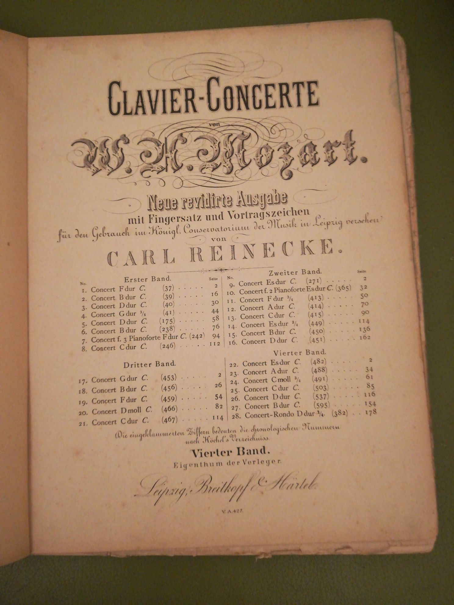 księga "Mozart Klavier- Koncerte" koncerty na fortepian - C.-Reinecte