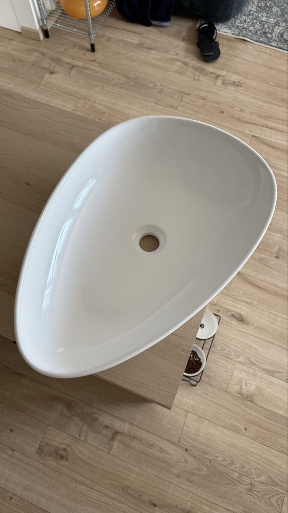 Umywalka Nablatowa Conti Łazienkowa Biała Owalna Ceramiczna