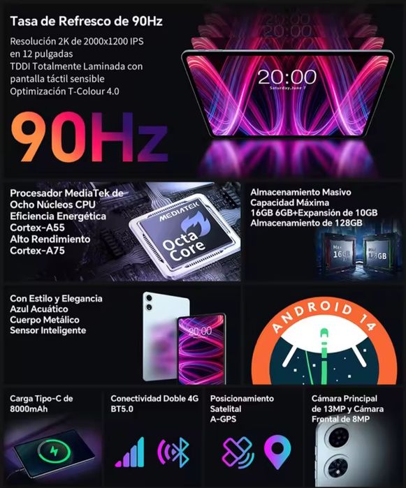Tablet Teclast T60 Plus 12 cali Android 14 klawiatura