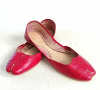 Czerwone skórzane buty balerinki 39 skóra orient indyjskie khussa