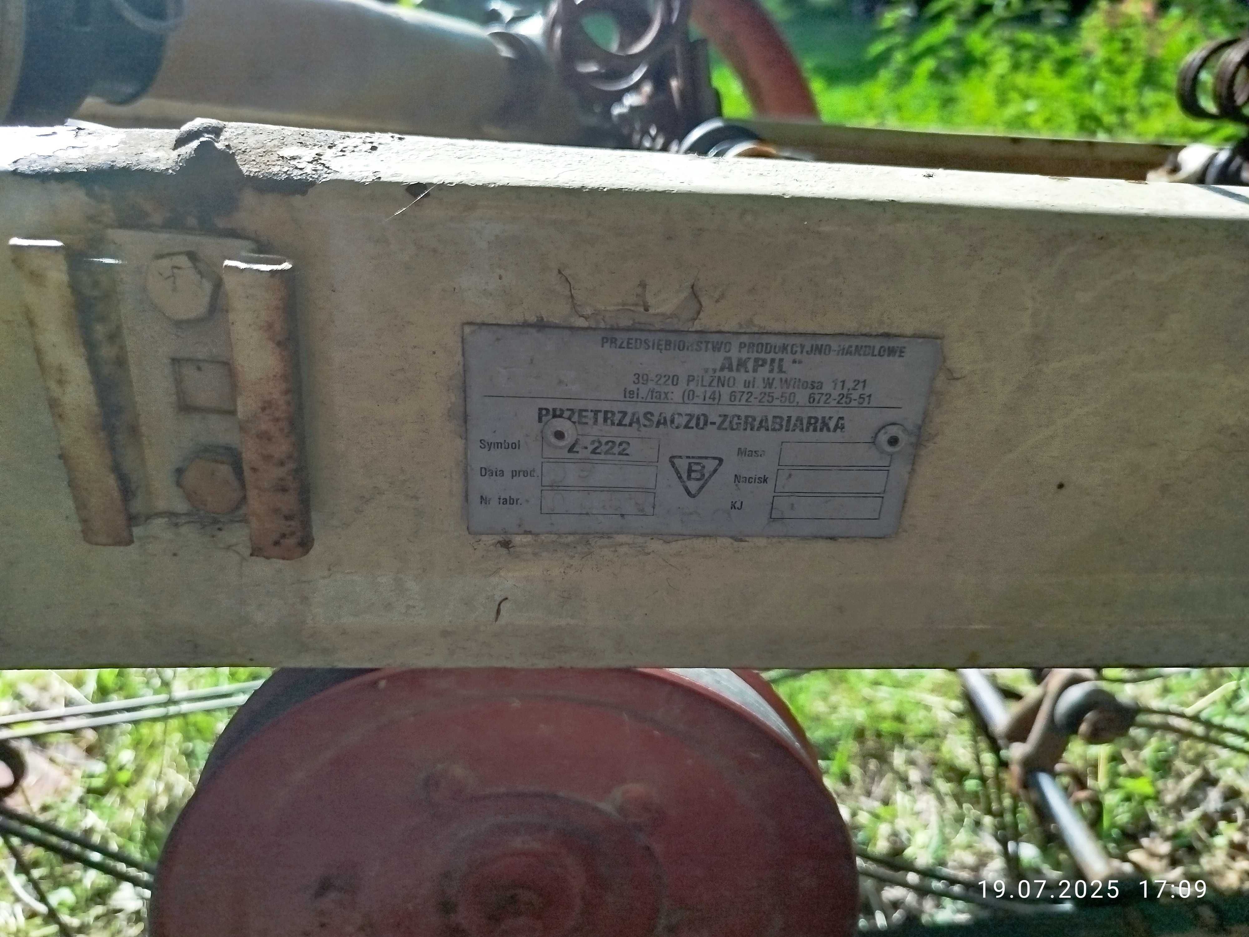 Kultywator ciągnikowy, Przetrząsacz karuzelowy, zgrabiarka taśmowa.