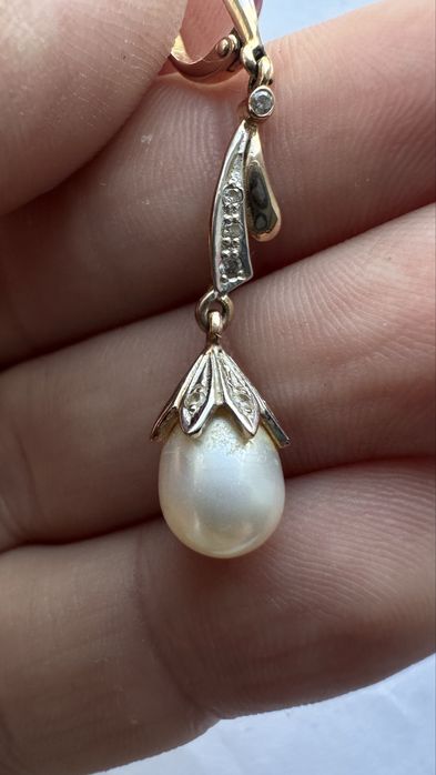 Серьги золотые с жемчугом 585, вес 4,99 грамм сережки