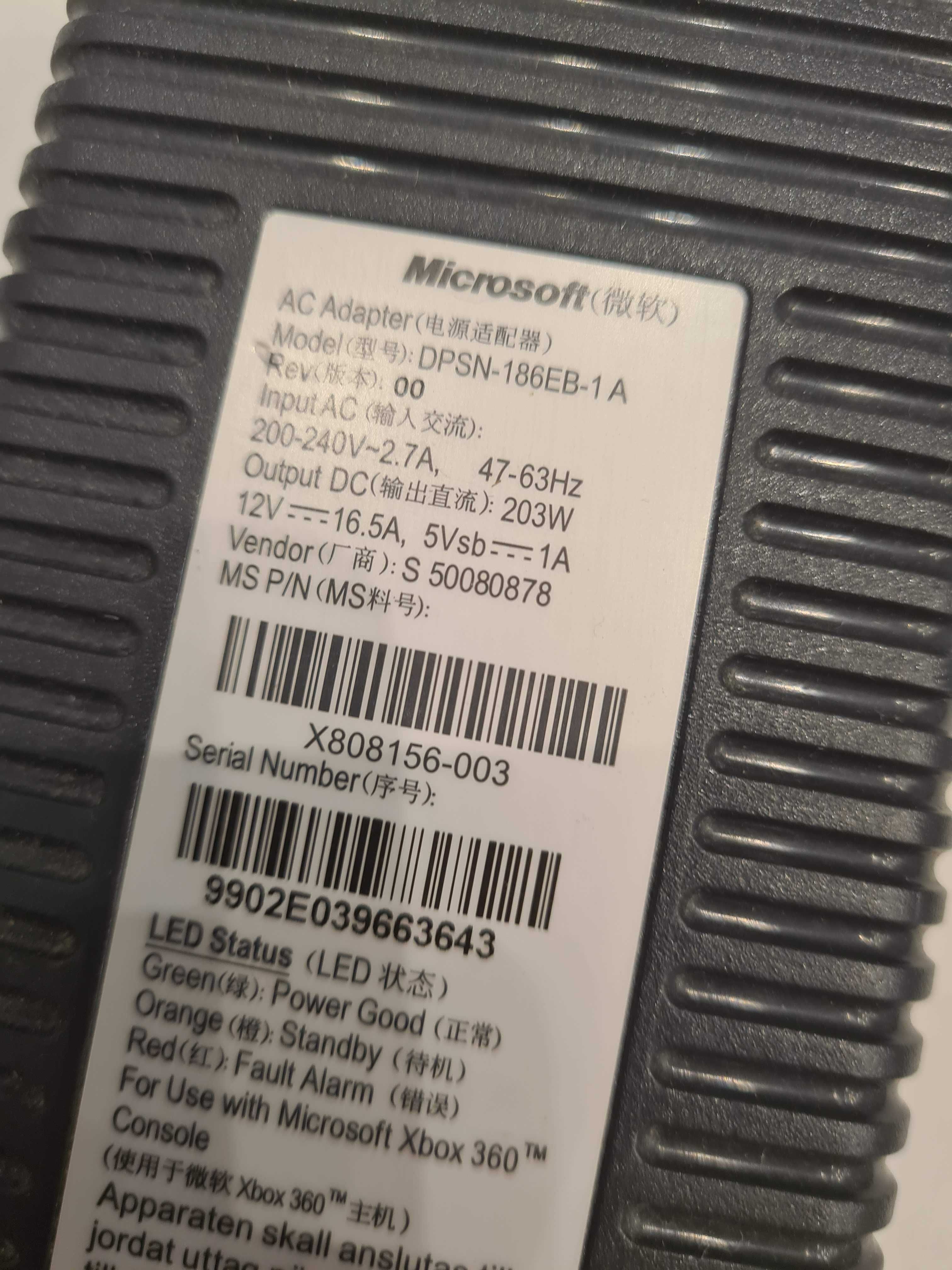 Oryginalny zasilacz Microsoft 203w Xbox 360 fat arcade Xenon Zephyr