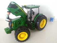 DUŻY model traktor John Deere + figurka ERTL ciągnik rolniczy 1:18