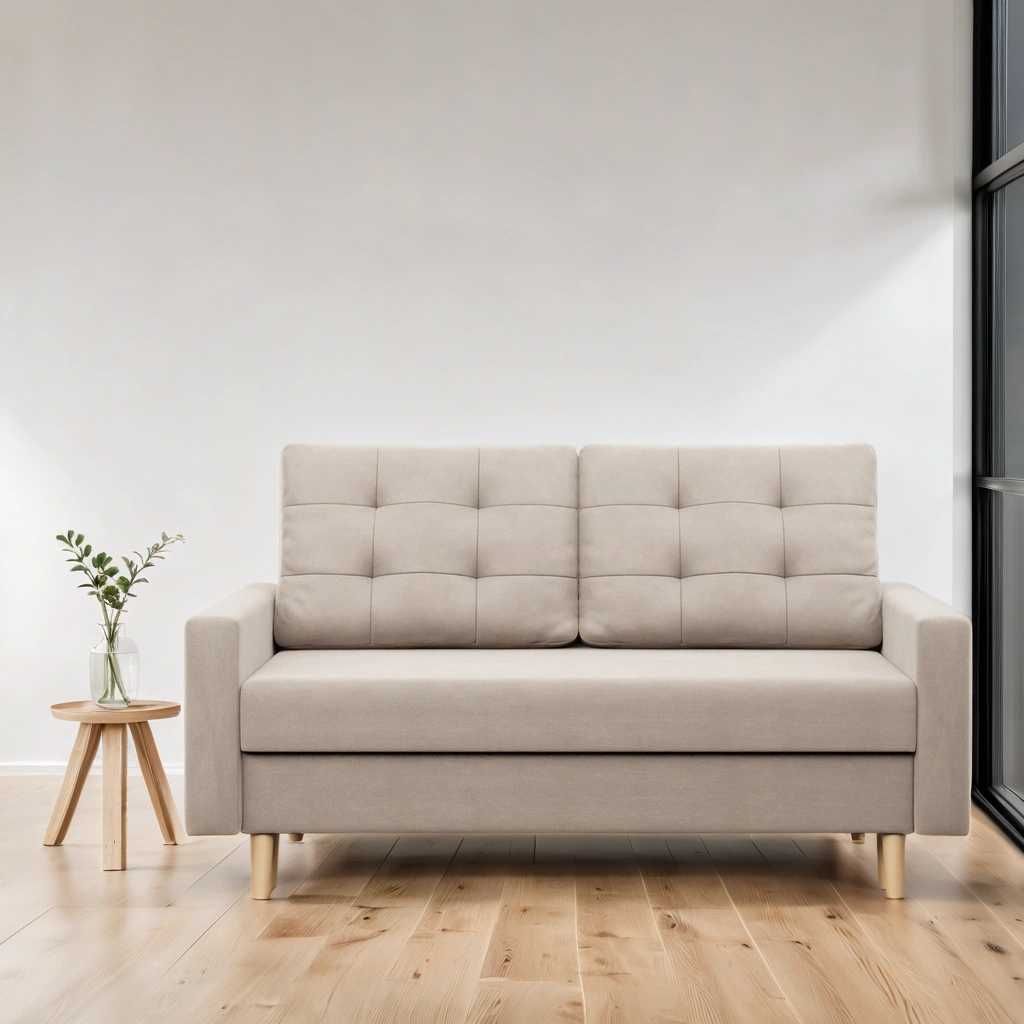 Sofa Kanapa 2-osobowa Rozkładana do Salonu Poczekalni Pojemnik Blank