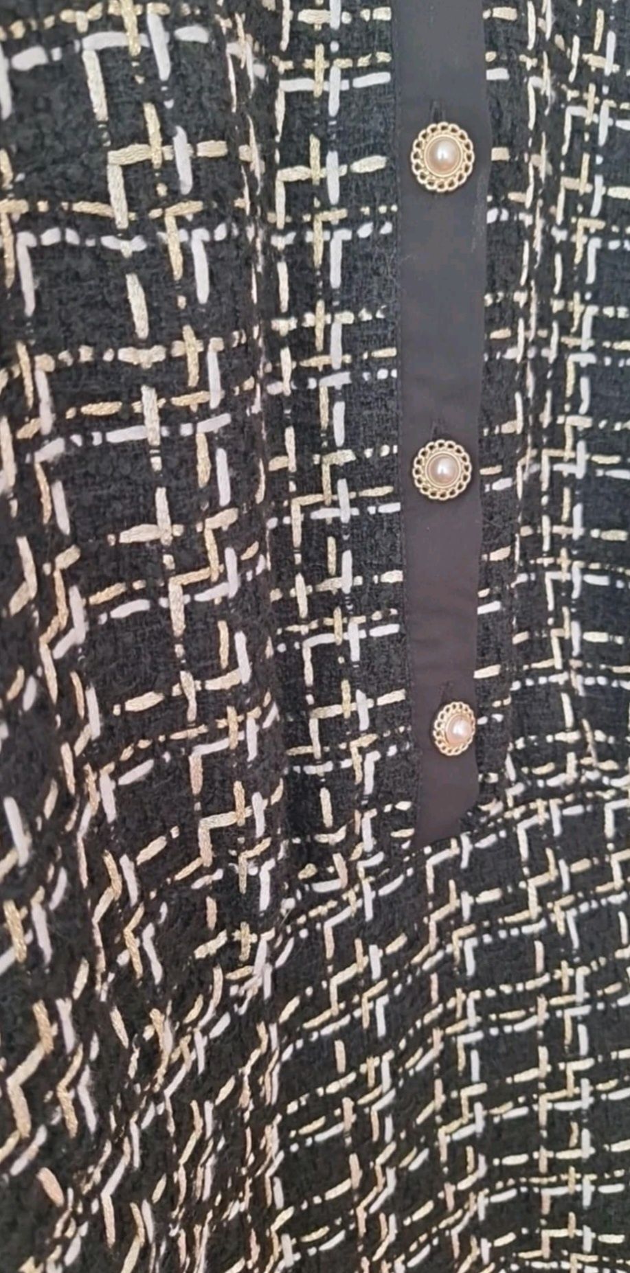 Sukienka tweed tweedowa 38 40 złota nitka