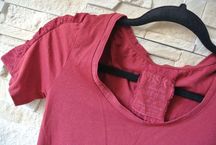 Bluzka bawełniana z koronką S Bershka bordowa koronkowa koszulka