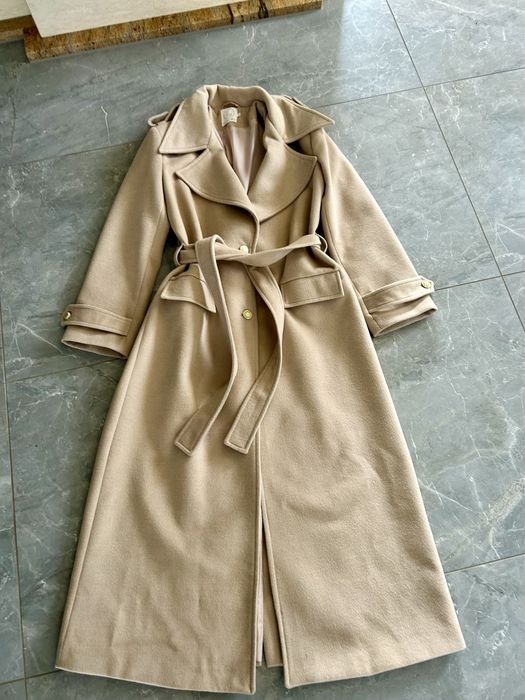 Długi elegancki płaszcz akryl/wełna Lila Lou rozm. 2 (m l)