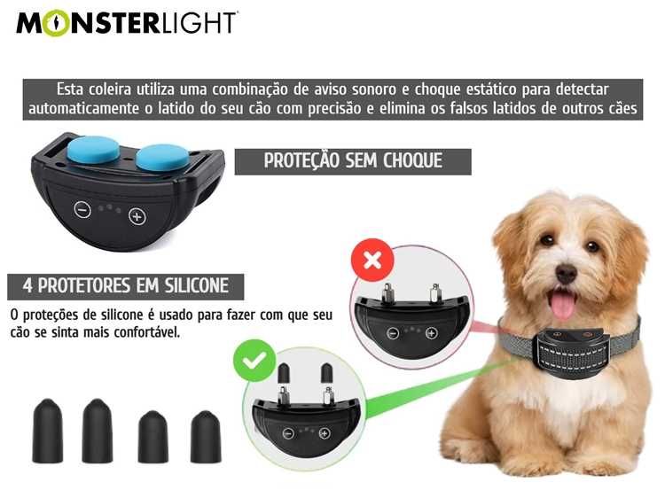 Coleira anti latido para cães com bateria recarregável