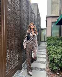 Леопардовый женский костюм Блуза палаццо