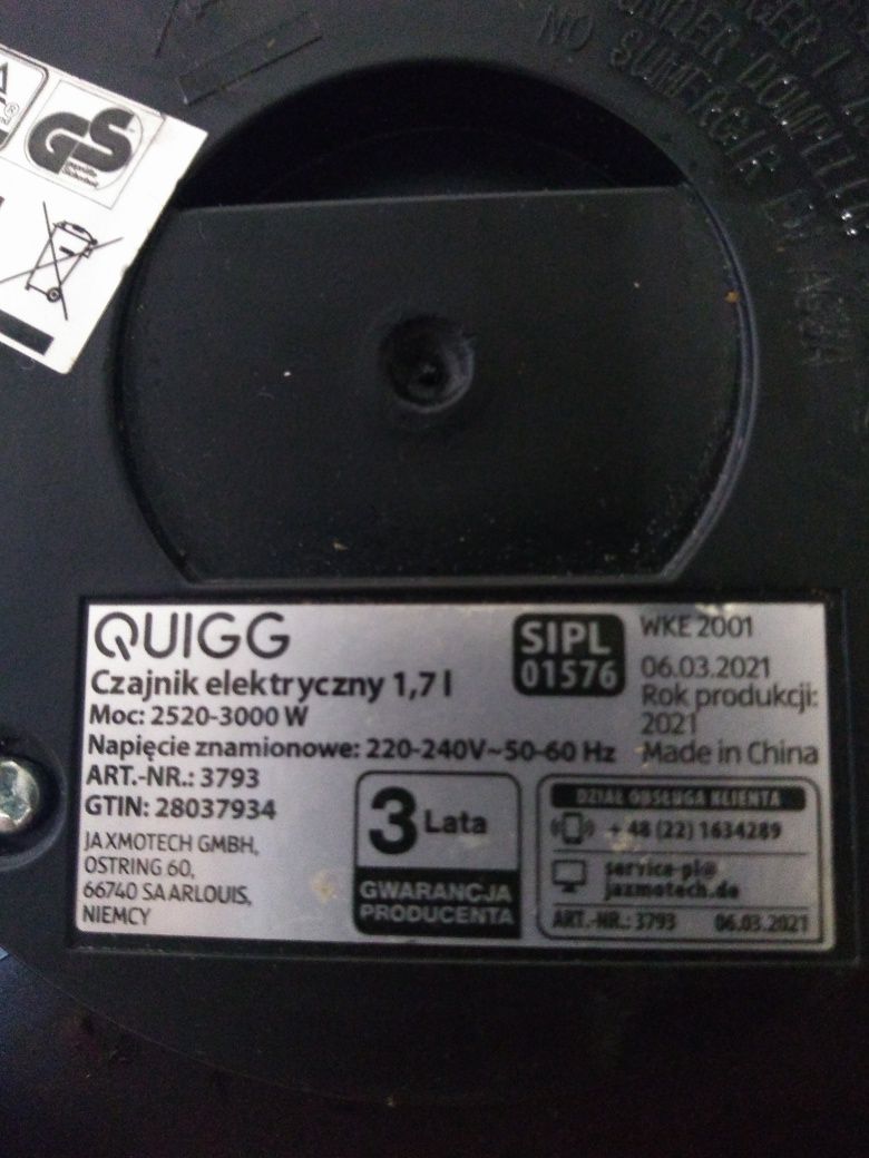 Czajnik elektryczny QUIGG 3000W elektroniczna regulacja temperatury