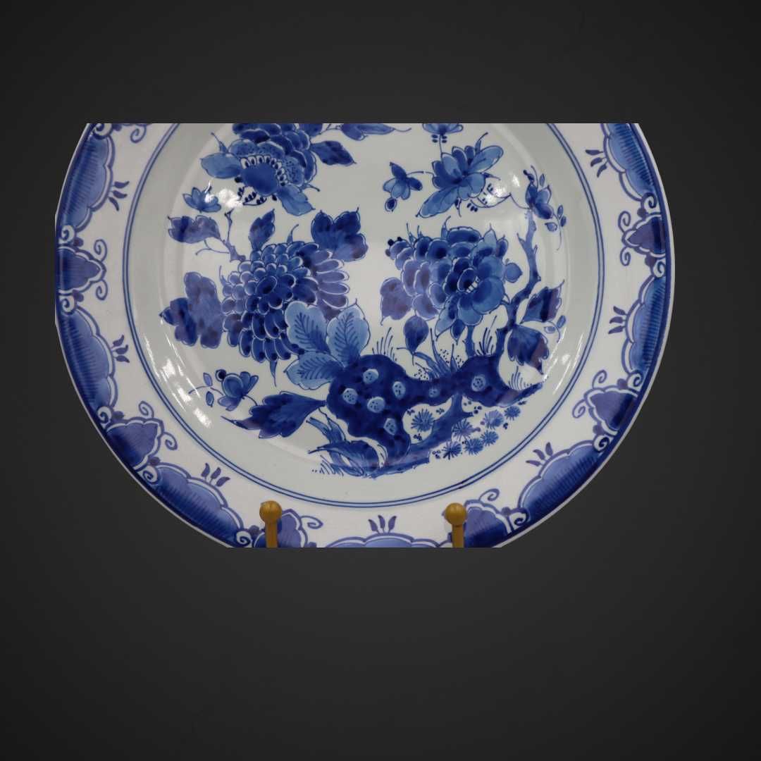 Talerz delft sygnowany kobaltowe kwiaty B5/022287