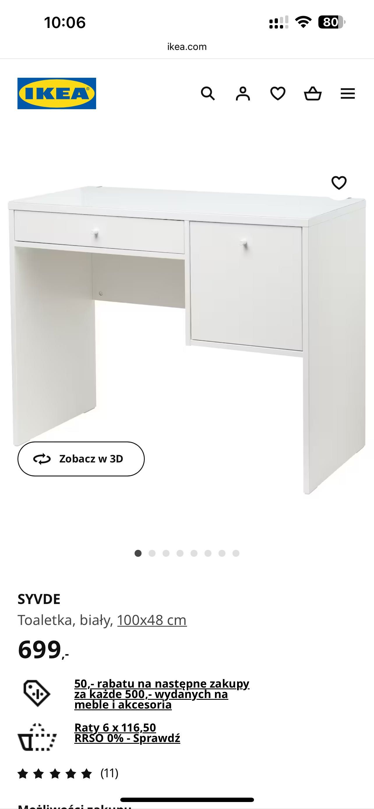 Syvde Toaletka Ikea 100/48/78