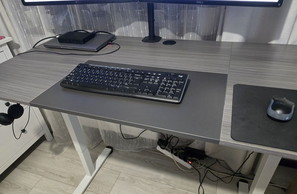 2x blat biurka 140x70 szary, antracytowy stand up desk