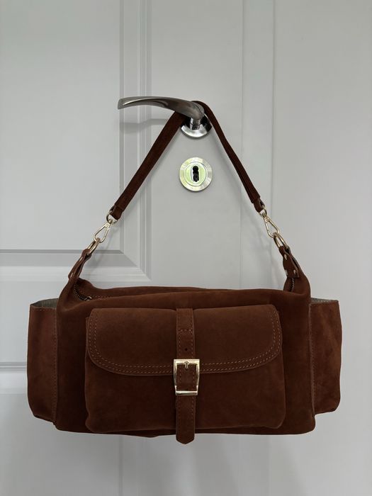 Torebka z instagrama naturalny zamsz, polska produkcja Laura Biaggi