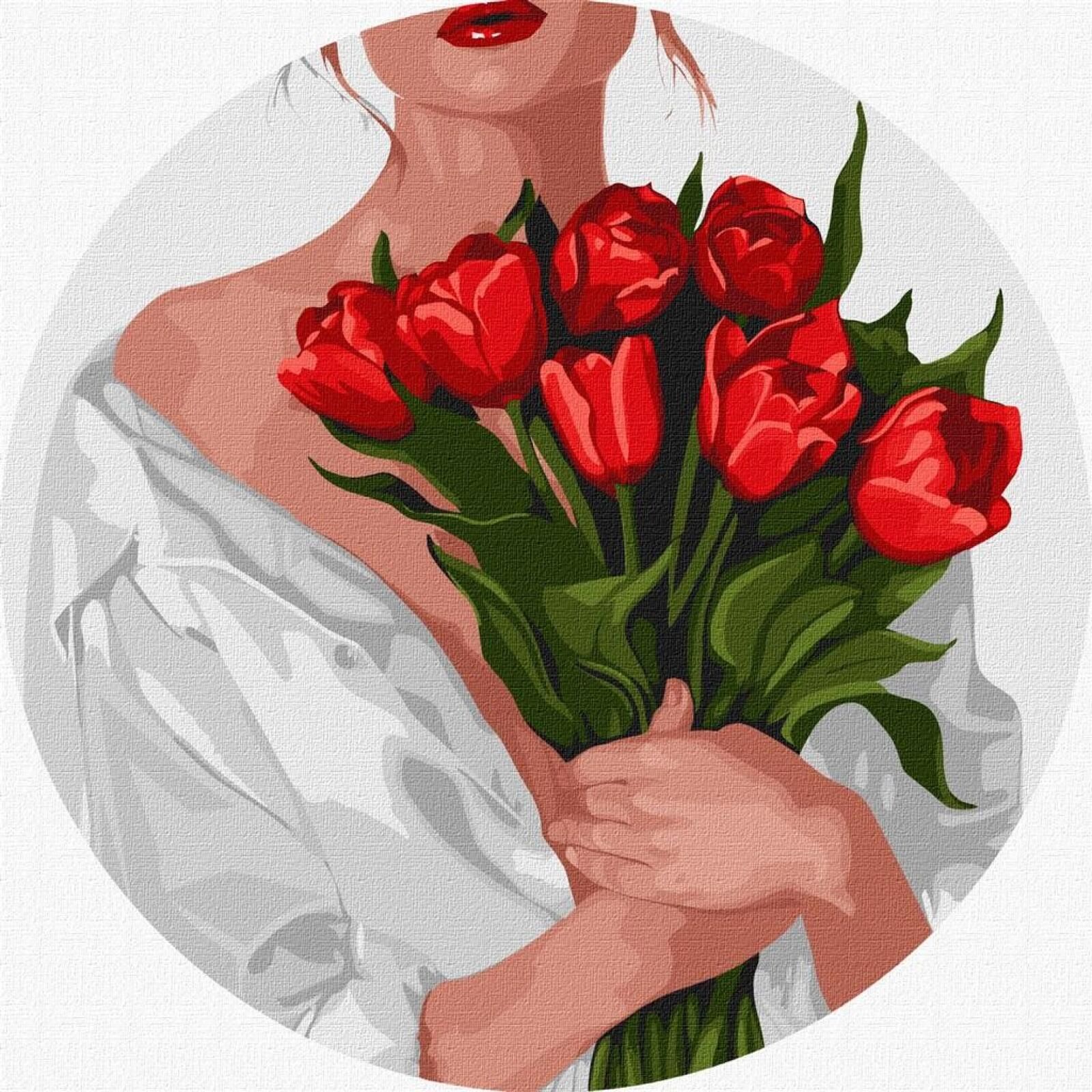Malowanie po numerach - Tulipany 26cm Ideyka ,256x260 mm