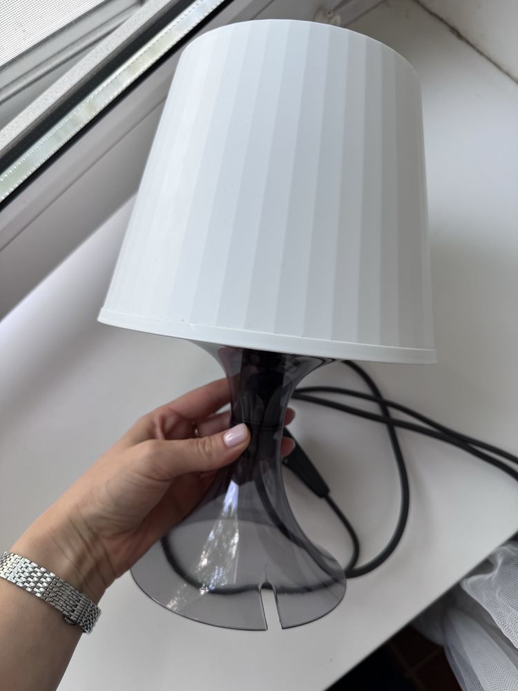 IKEA lampa stołowa LAMPAN lampka nocna ciemnoszary/biały E14 STOŁOWA