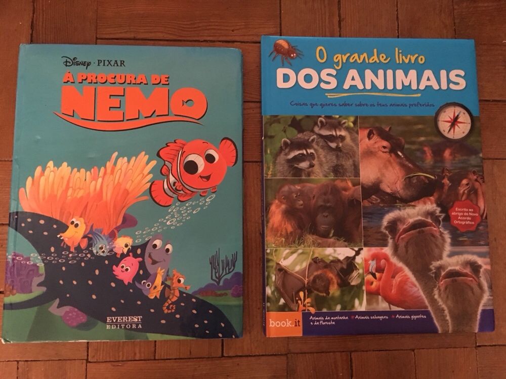 Livros infantis “Nemo” e “animais”