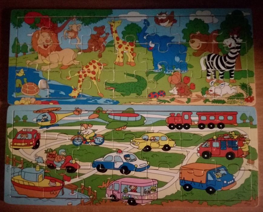 Puzzle drewniane edukacyjne 18 kompletów