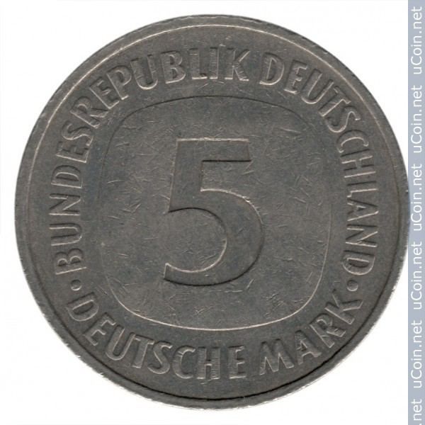 5 марок 5 mark 1989 deutsche mark німеччина