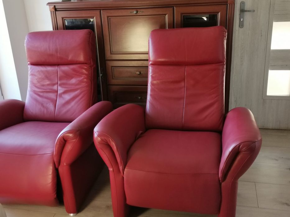 Fotel fotele skórzane rozkładane . Relax Barek. Skóra.  Naturalna