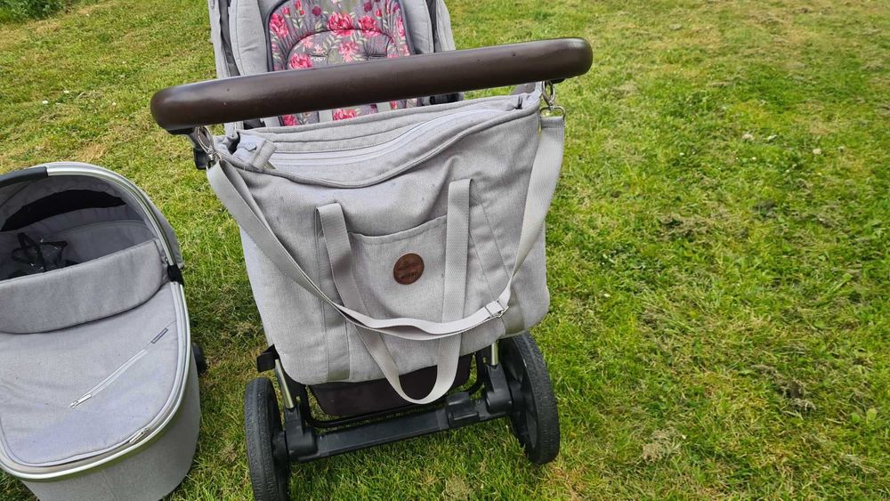 Wózek 2w1 Baby Design Bueno GRAY Peony dla dziewczynki
