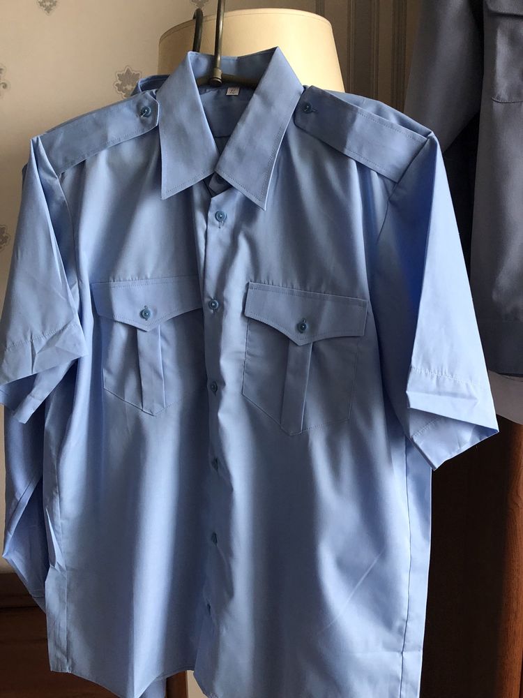 Рубашки мужские форменные, голубые (длинный и короткий рукав).