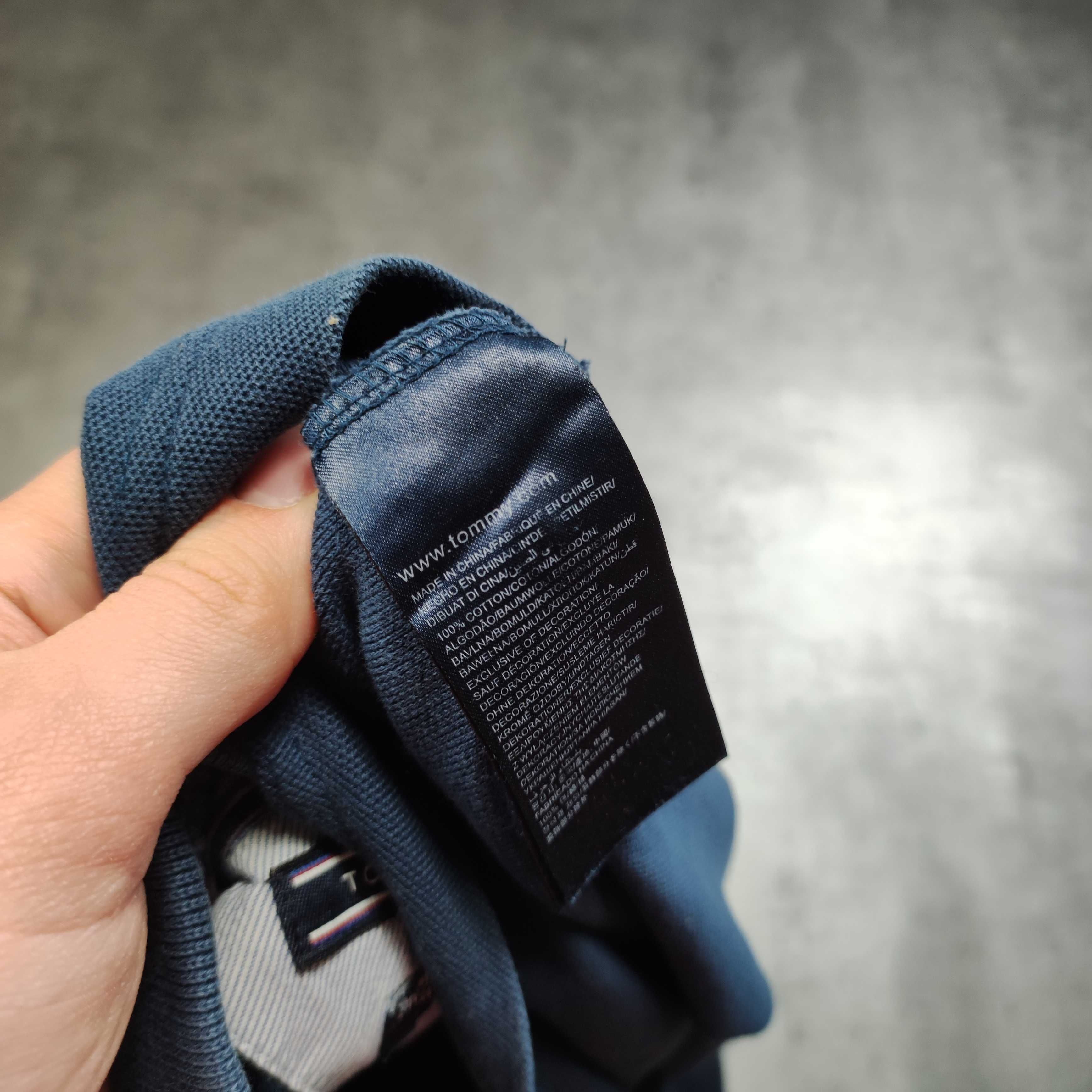 MĘSKA Koszulka Polo Elegancka Granatowa Bawełna Tommy Hilfiger Logo