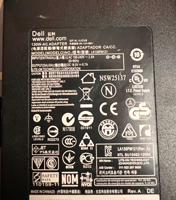 Carregador Dell 130w ponta redonda grossa