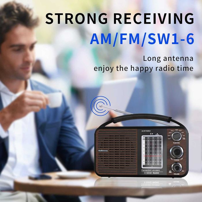Радіо ретро з акумулятором Audiocrazy AM/FM/SW1-6